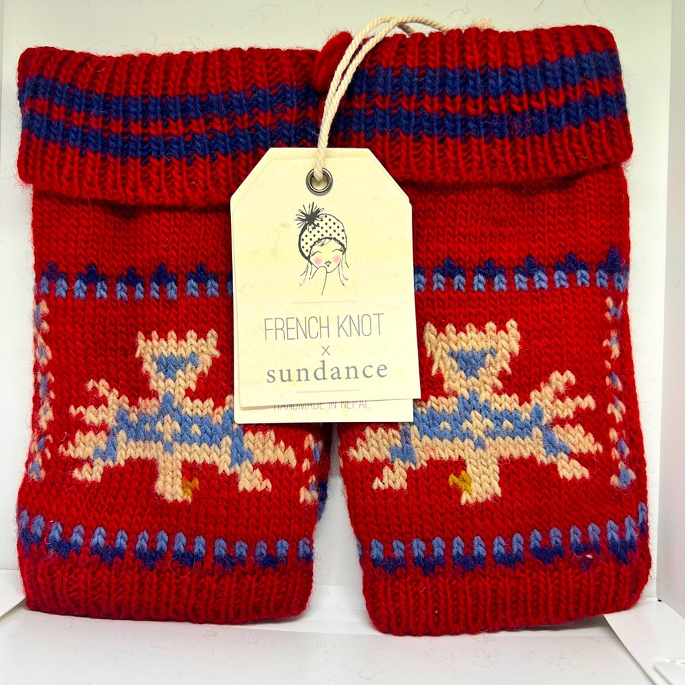 NWT French Knot Wool Fingerless Gloves in Eagle